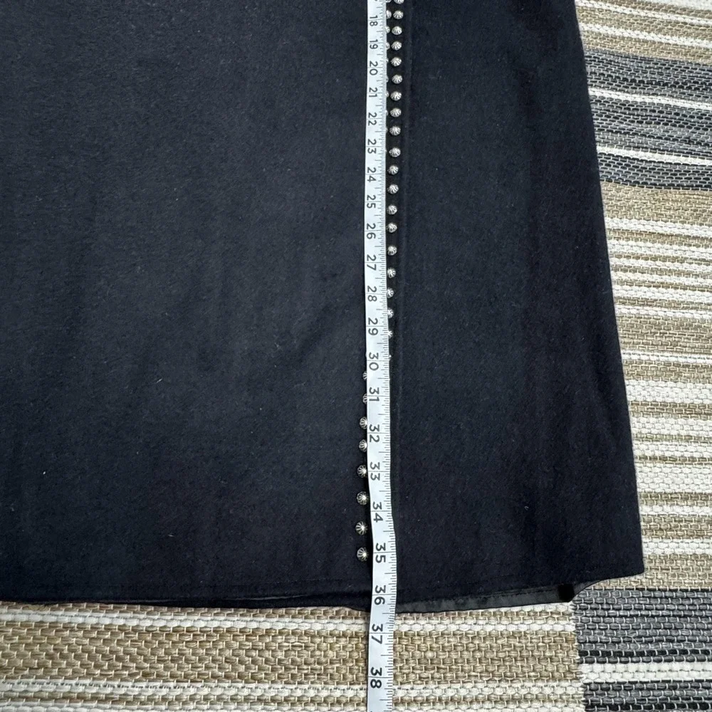 Southwest Canyon Skirt Women's Large Black‎ Wool Blend Studded Faux Leather Wrap